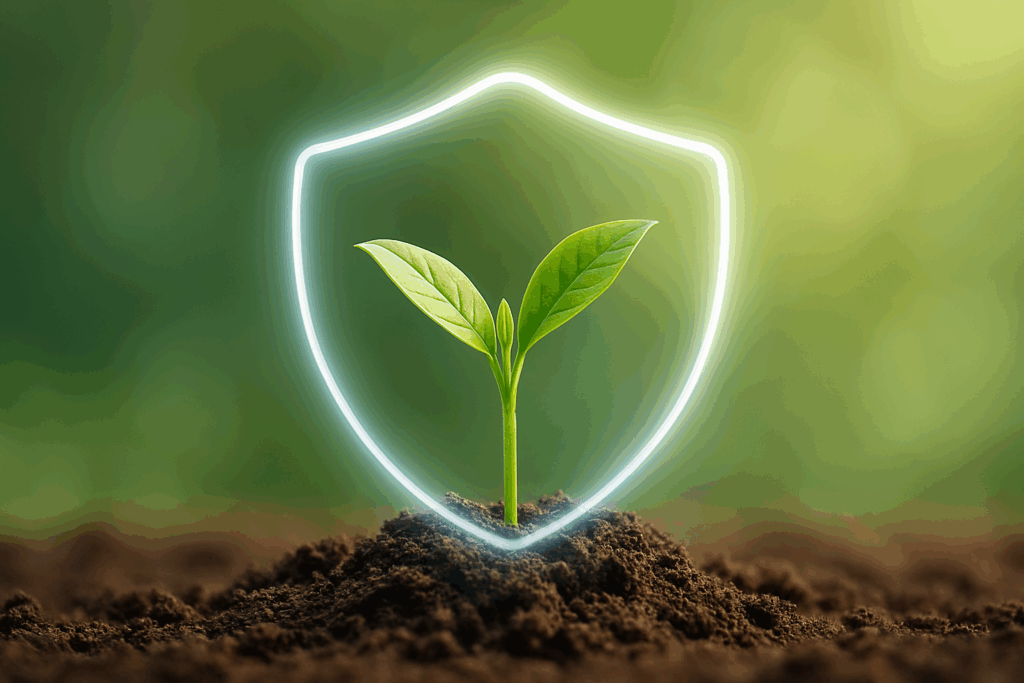 Dłonie trzymające młodą sadzonkę, symbolizującą wzrost i zabezpieczoną przyszłość dzięki ubezpieczeniu na życie od Zimny Ubezpieczenia.